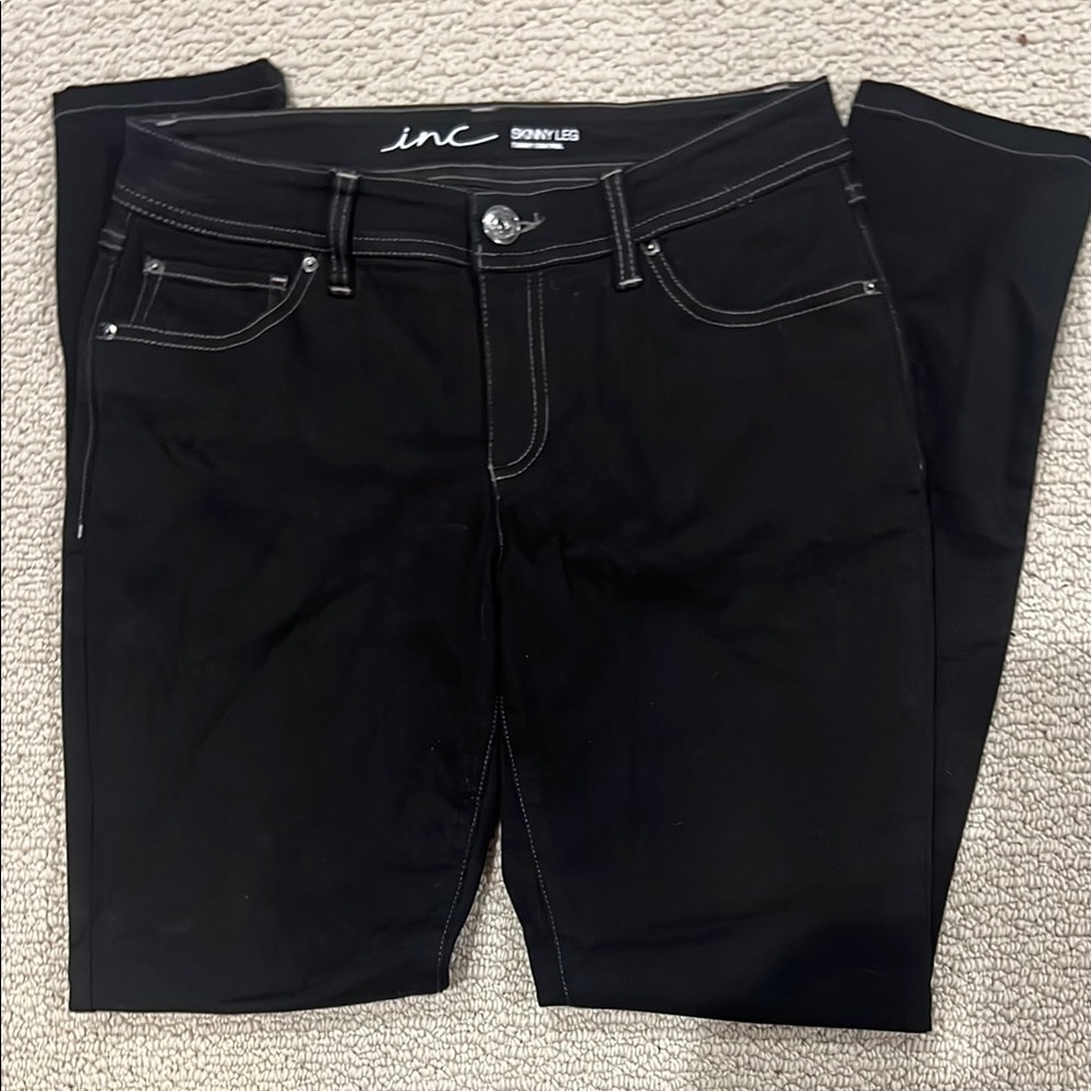 INC International Concepts Black Skinny Jeans Sleek Fit